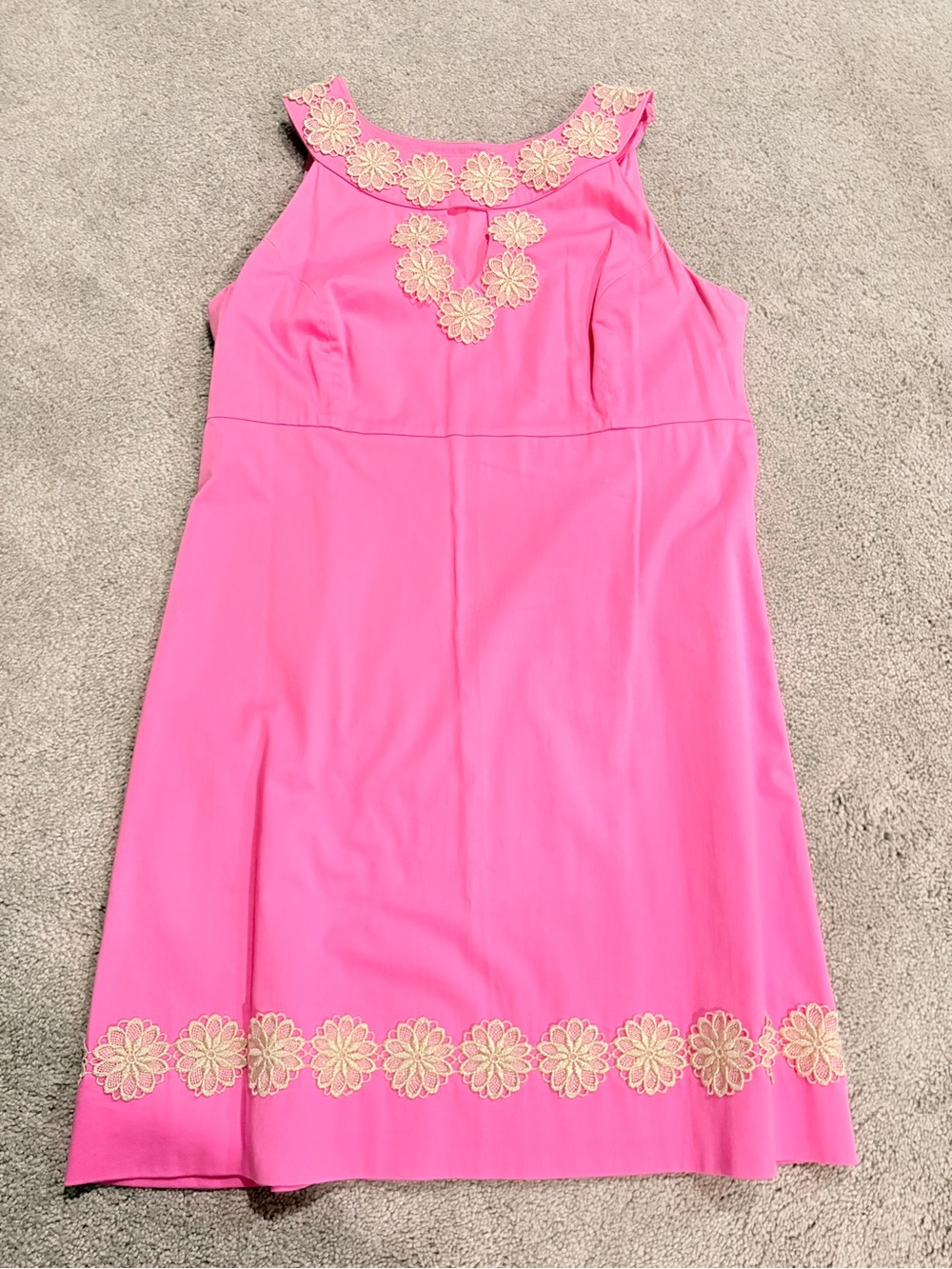 Lilly Pulitzer Hot Pink Dress with Gold Floral Appliqué
